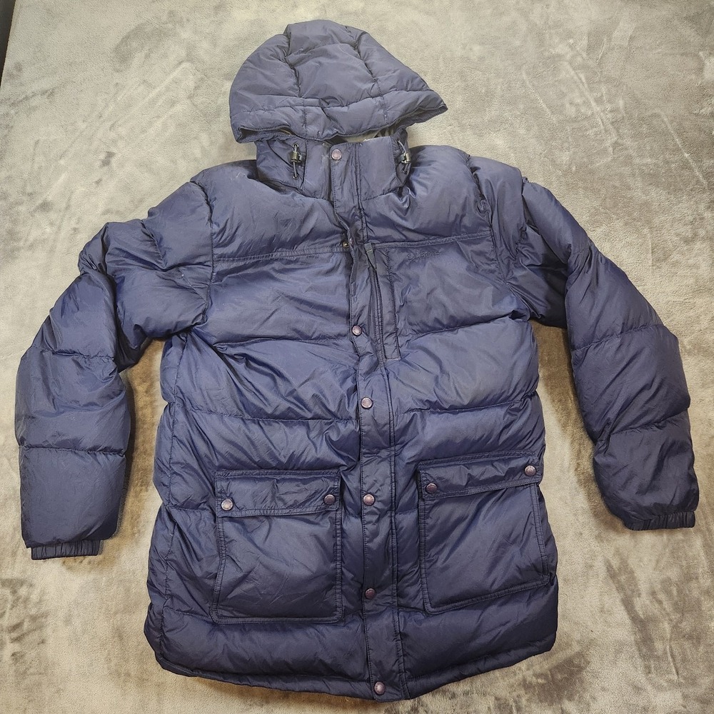 LL Bean Parka Mens Medium Blue Bean Mountain Classic Down Gorpcore